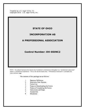 Ohio Professional Corporation Package for Ohio  Form