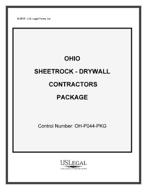 Ohio Sheetrock Drywall Contractor Package  Form
