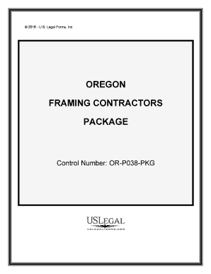 Oregon Framing Contractor Package  Form