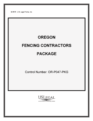 Oregon Fencing Contractor Package  Form