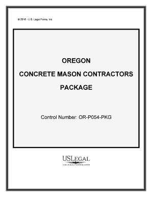Oregon Concrete Mason Contractor Package  Form