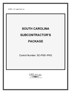 South Carolina Subcontractors  Form