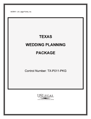 Texas Wedding Planning or Consultant Package  Form