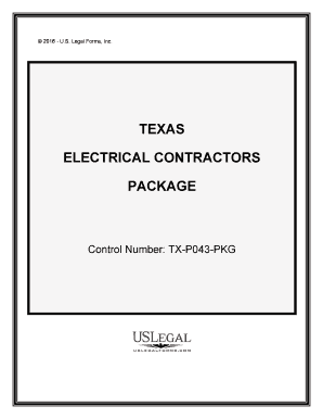 Texas Electrical Contractor Package  Form