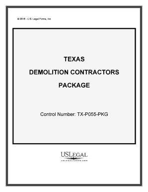 Texas Demolition Contractor Package  Form