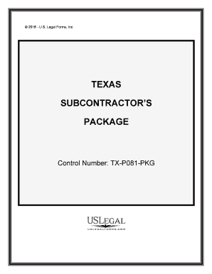 Tx Subcontractors  Form