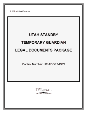 Utah Utah Standby Temporary Guardian Legal Documents Package  Form