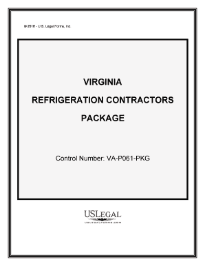 Virginia Refrigeration Contractor Package  Form