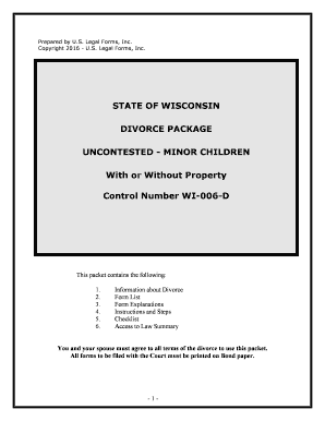 Wisconsin No Fault Agreed Uncontested Divorce Package for Dissolution of Marriage for People with Minor Children  Form