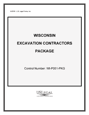 Wisconsin Excavation Contractor Package  Form