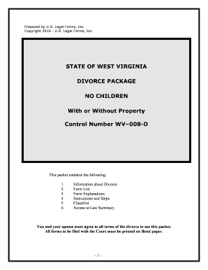 West Virginia No Fault Agreed Uncontested Divorce Package for Dissolution of Marriage for Persons with No Children with or Witho  Form