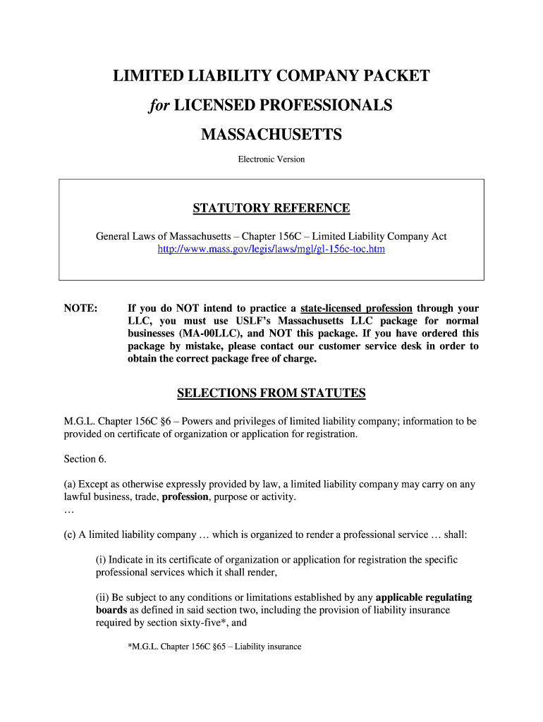 Massachusetts Law About Limited Liability CompaniesMass Gov  Form