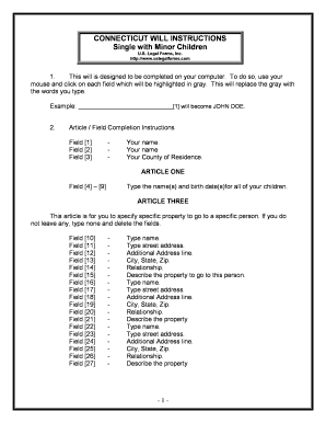 Connecticut Legal Last Will and Testament Form for a Single Person with Minor Children