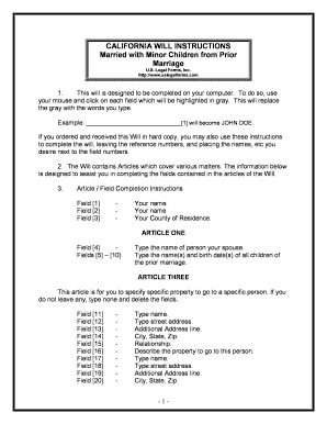 California Legal Last Will and Testament for Married Person with Minor Children from Prior Marriage  Form