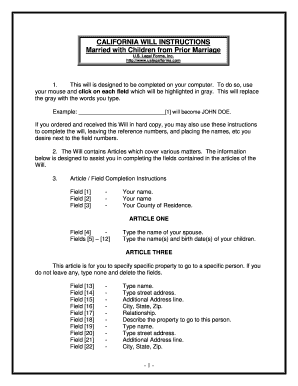 California Married Marriage  Form