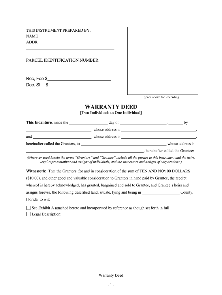 Fl Warranty Deed  Form