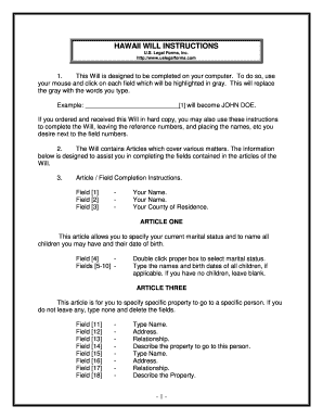 Hawaii Persons  Form