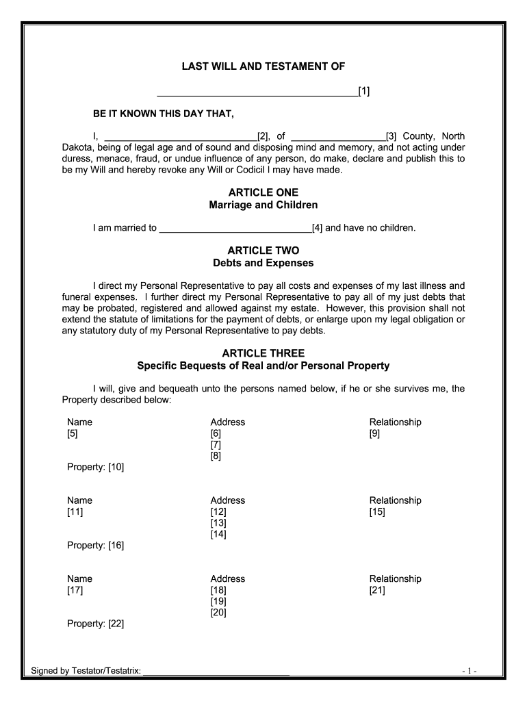 North Dakota Legal  Form