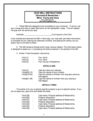 Ohio Legal Last Will and Testament Form for Divorced and Remarried Person with Mine, Yours and Ours Children