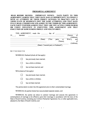 Sc Prenuptial  Form