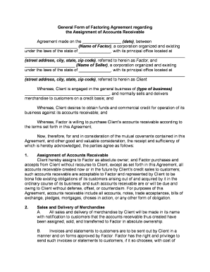 Factoring Agreement  Form