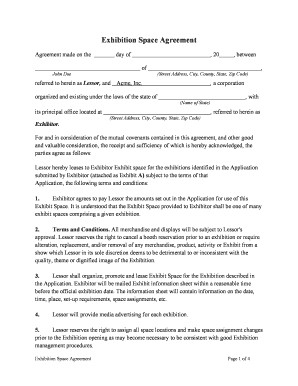 Exhibition Space Agreement  Form