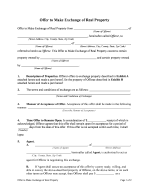 Exchange Property Contracts  Form