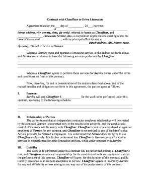 Contract Chauffeur  Form
