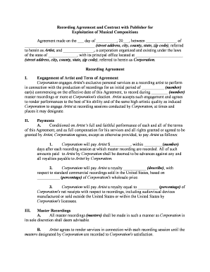 Recording Agreement Contract  Form