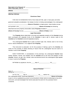 Deed of Disclaimer  Form