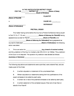 Pretrial Procedure  Form