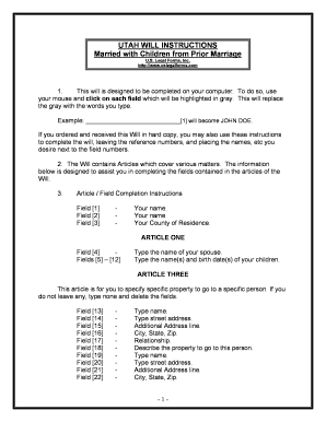 Utah Legal Last Will and Testament Form for Married Person with Adult and Minor Children from Prior Marriage