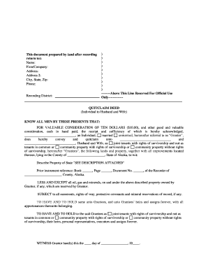 Quitclaim Husband Wife  Form