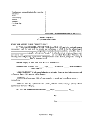 Alabama Quitclaim Deed  Form