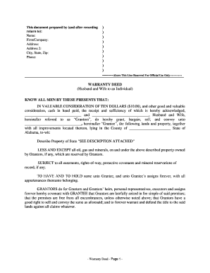 Alabama Warranty Deed  Form