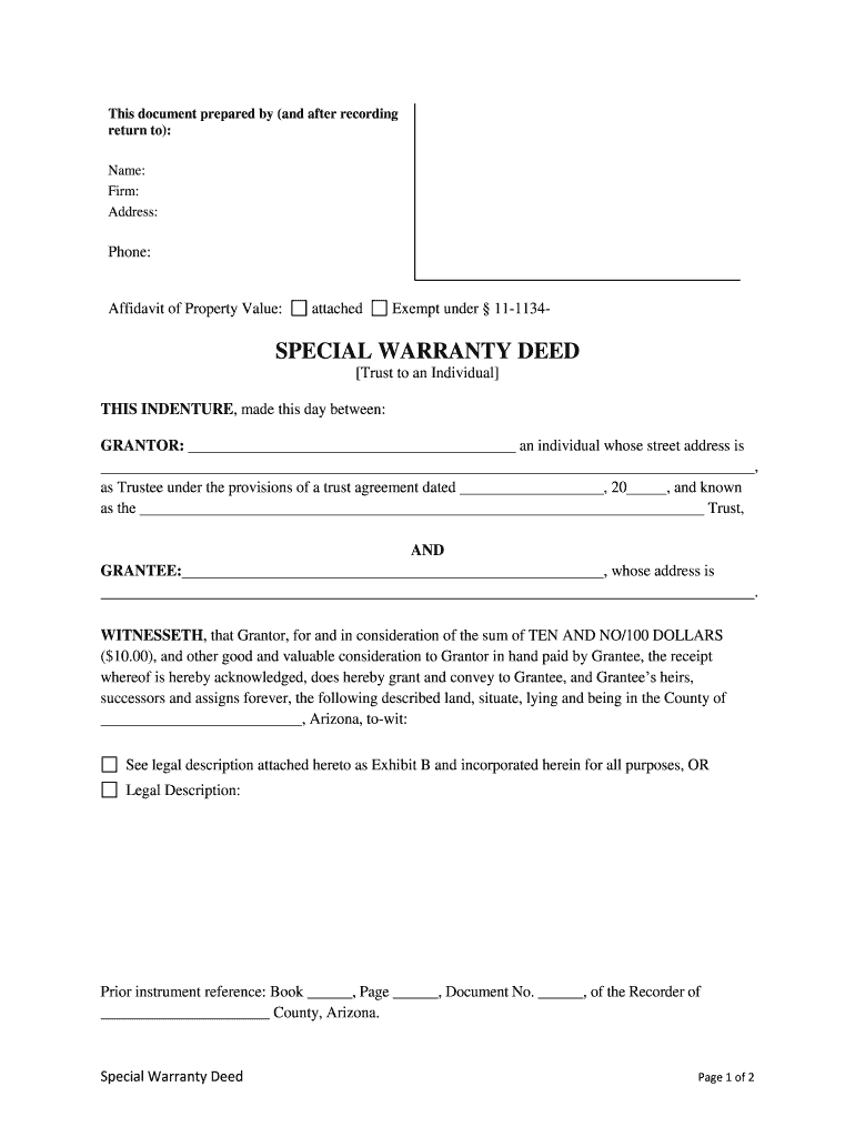 Special Warranty Deed  Form