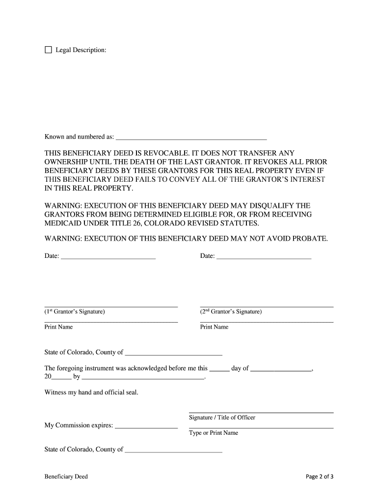 Co Beneficiary Deed  Form