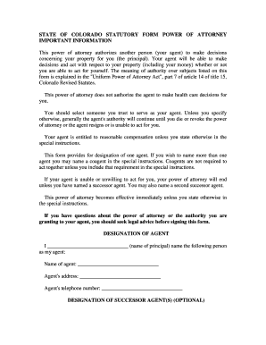 Durable Power Attorney Co  Form