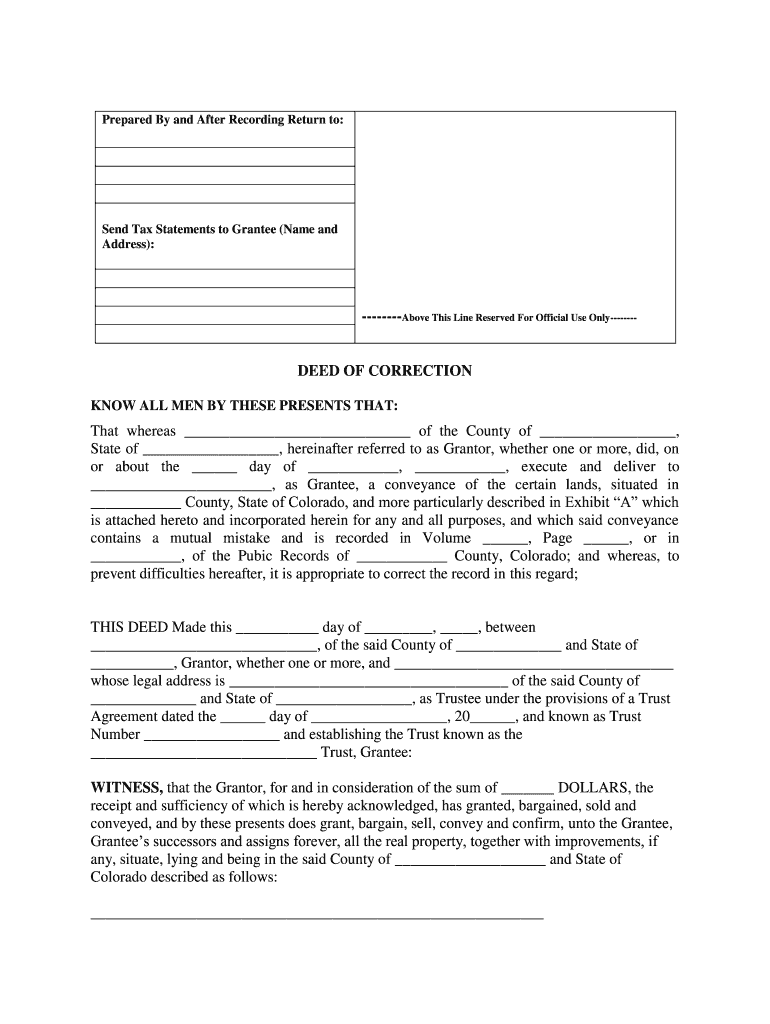Colorado Deed Correction  Form