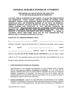 Connecticut General Durable Power of Attorney for Property and Finances or Financial Effective Upon Disability  Form