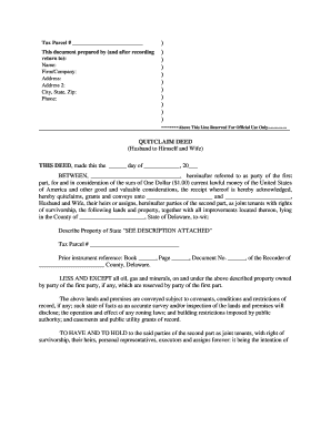 Delaware Quitclaim Deed from Husband to Himself and Wife  Form
