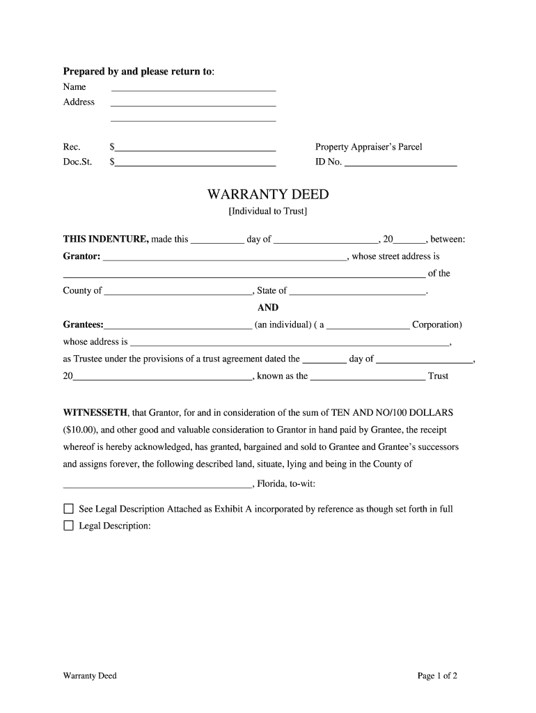 Florida Warranty Deed Form