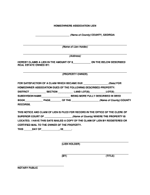 Georgia Homeowners Association  Form