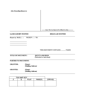 Hawaii Quitclaim Deed from Individual to Individual  Form