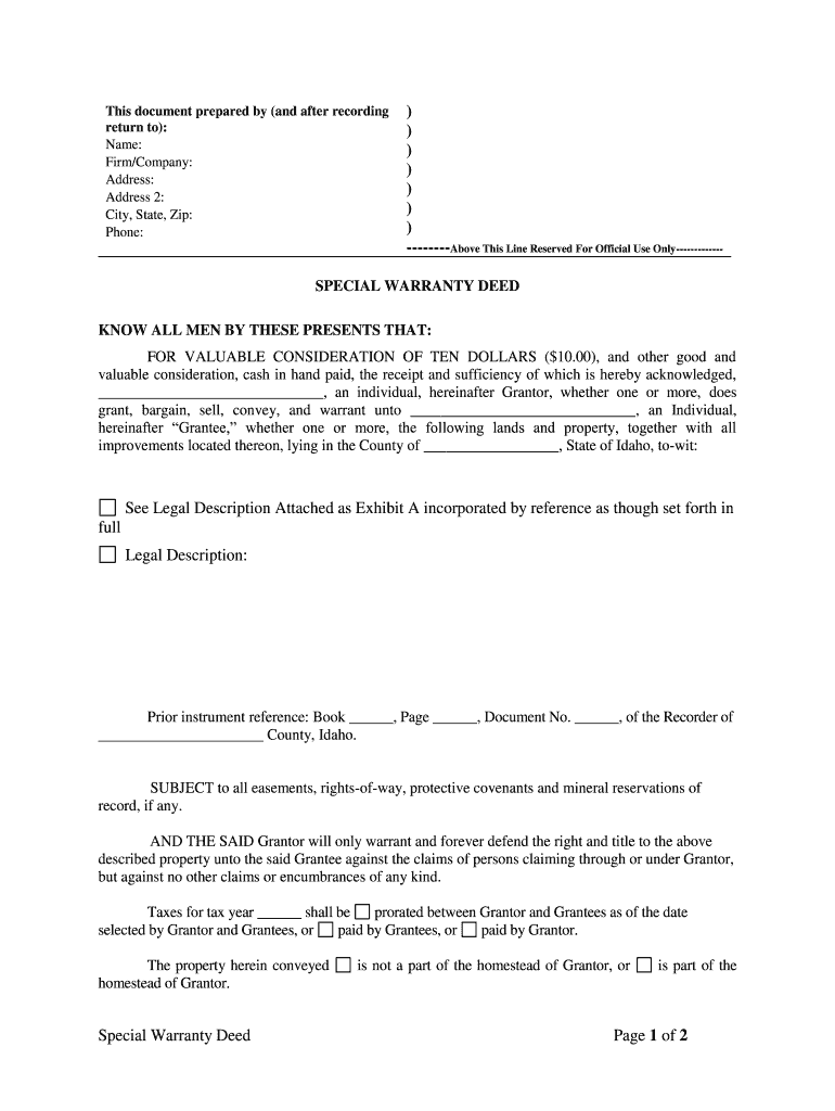 Idaho Deed  Form