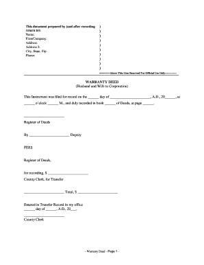 Kansas Warranty Deed from Husband and Wife to Corporation  Form