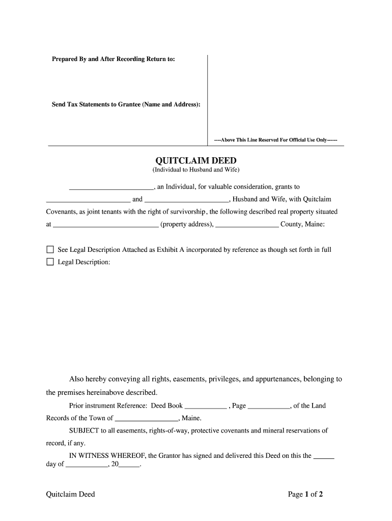 Maine Quitclaim Deed  Form