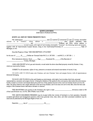 Michigan Quitclaim Deed from Individual to Husband and Wife  Form