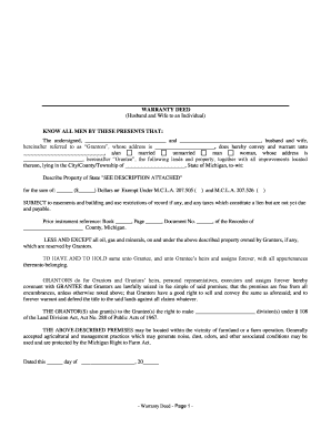 Michigan Warranty Deed from Husband and Wife to an Individual  Form