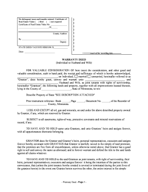 Minnesota Warranty Deed from Individual to Husband and Wife  Form